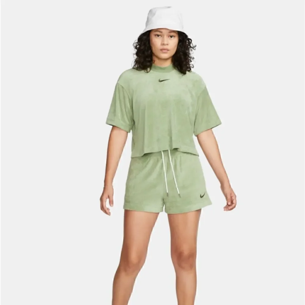 Nike Sportswear NSW Terry Shorts Green Cargo Khaki Women's Large L DV7822-386